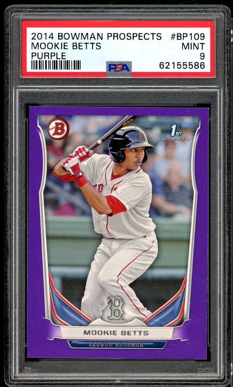 Mookie Betts Rookie Card 2014 Bowman Prospects Purple #109 PSA 9 Image 1