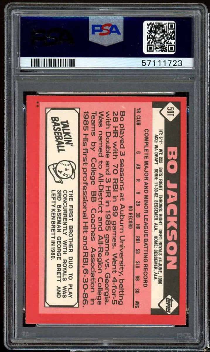 Bo Jackson Rookie Card 1986 Topps Traded #50T PSA 8 ...