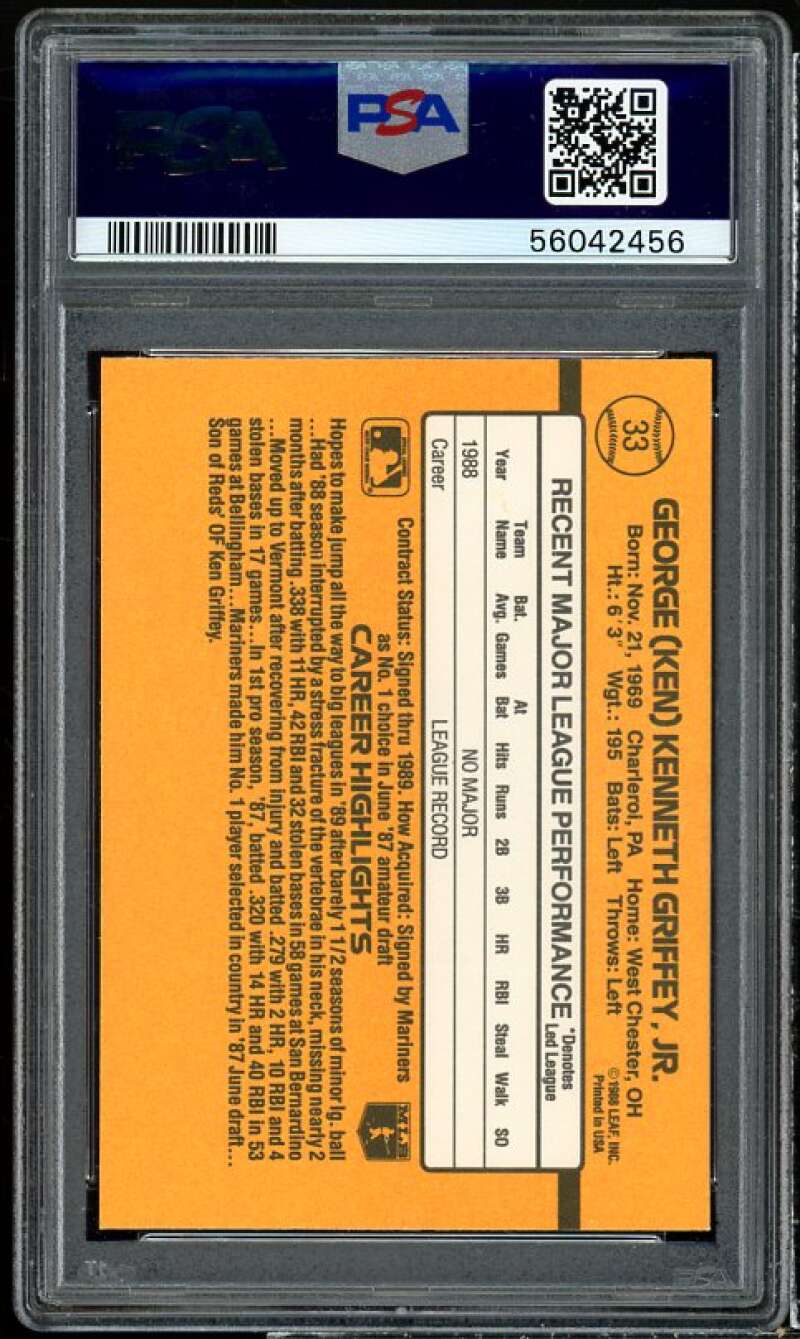 Ken Griffey Jr. Rookie Card 1989 Donruss #33 PSA 8 Image 2