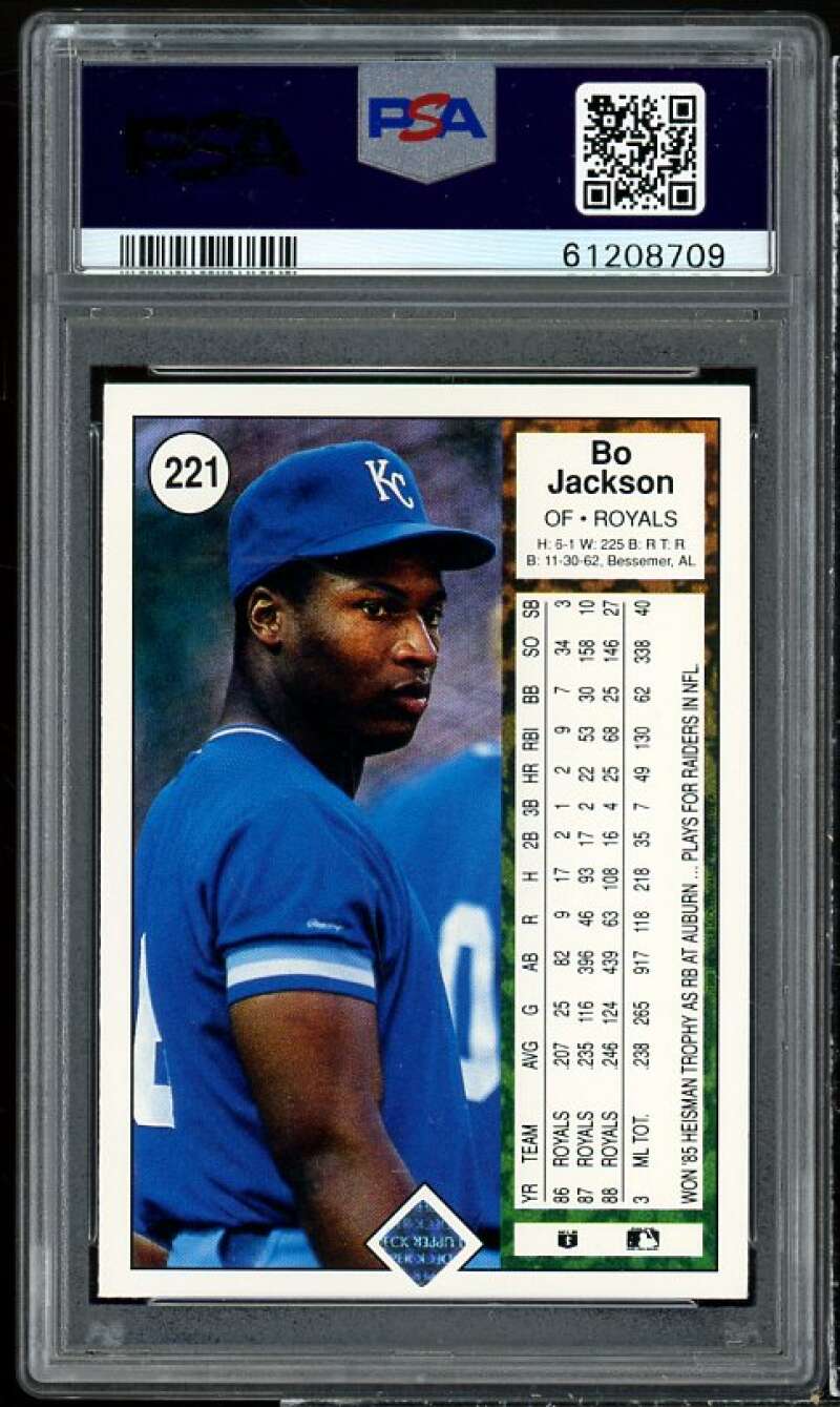 Bo Jackson Card 1989 Upper Deck #221 PSA 9 Image 2