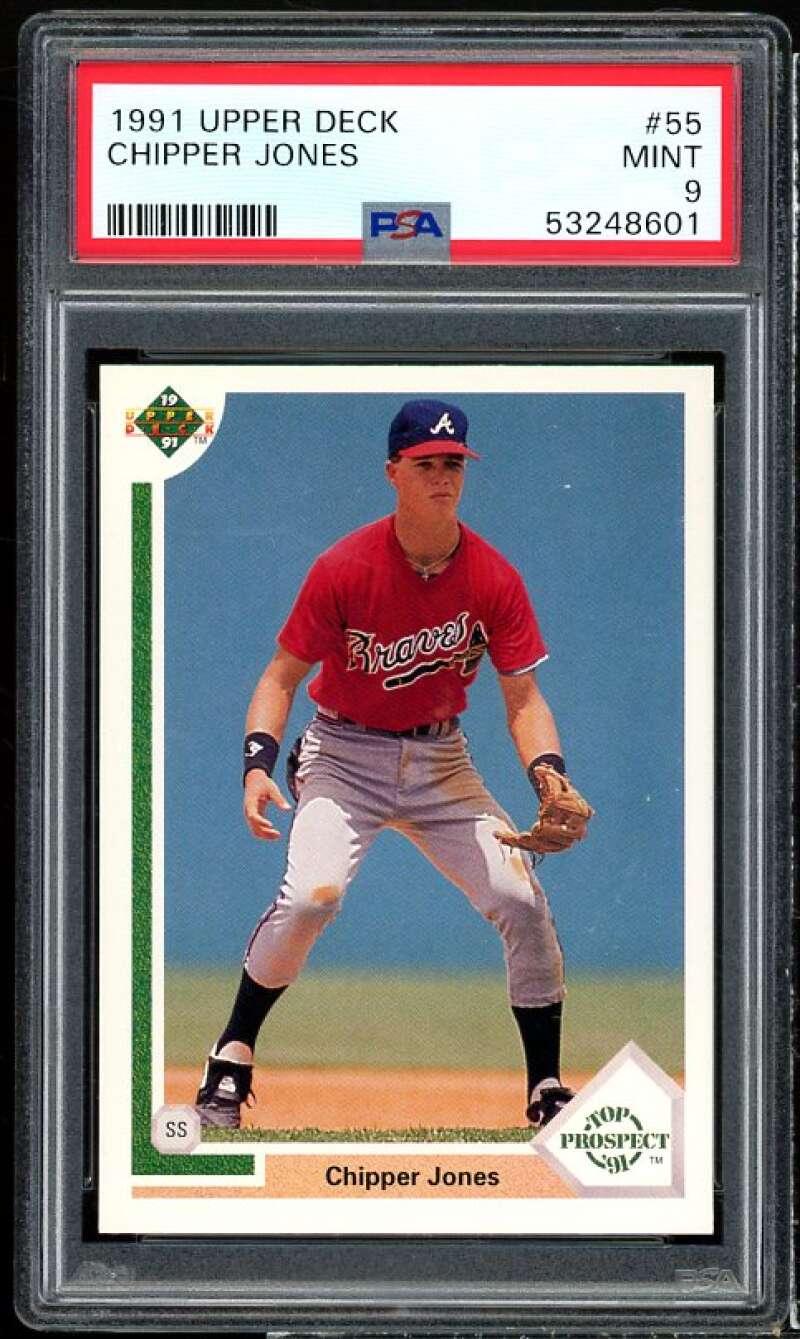 Chipper Jones Rookie Card 1991 Upper Deck #55 PSA 9 Image 1