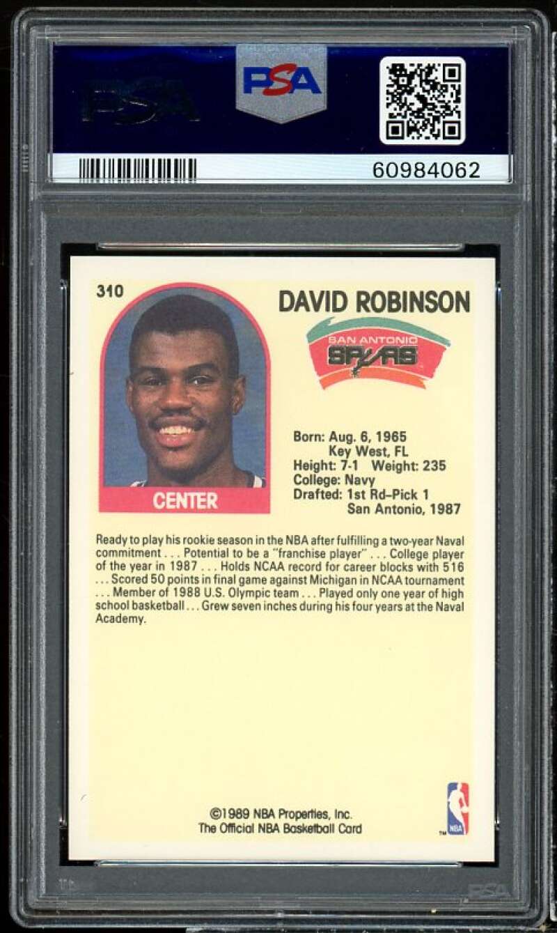 David Robinson Rookie Card 1989-90 Hoops #310 PSA 9 Image 2