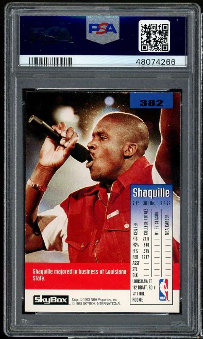 Shaquille O'Neal Rookie Card 1992-93 SkyBox #382 PSA 8.5 Image 2