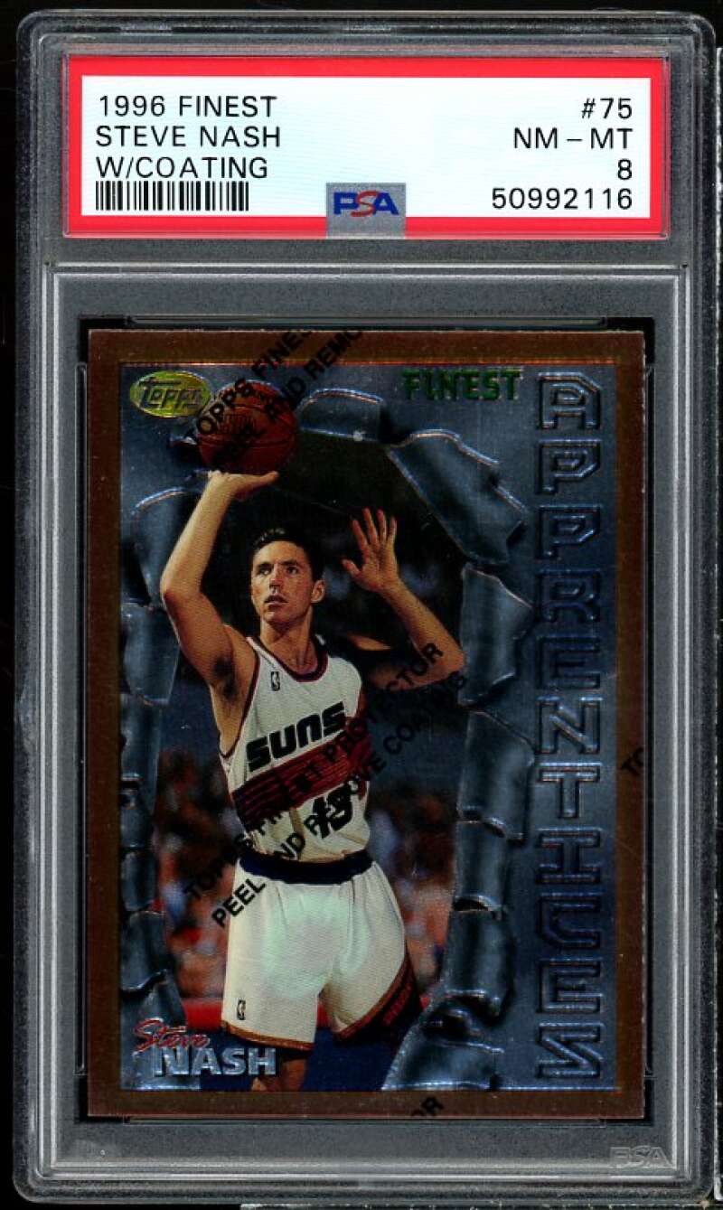 Steve Nash Rookie Card 1996-97 Finest w/Coating #75 PSA 8 Image 1