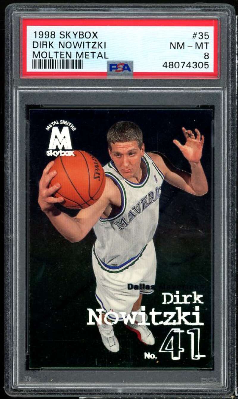 Dirk Nowitzki Rookie Card 1998-99 SkyBox Molten Metal #35 PSA 8 Image 1