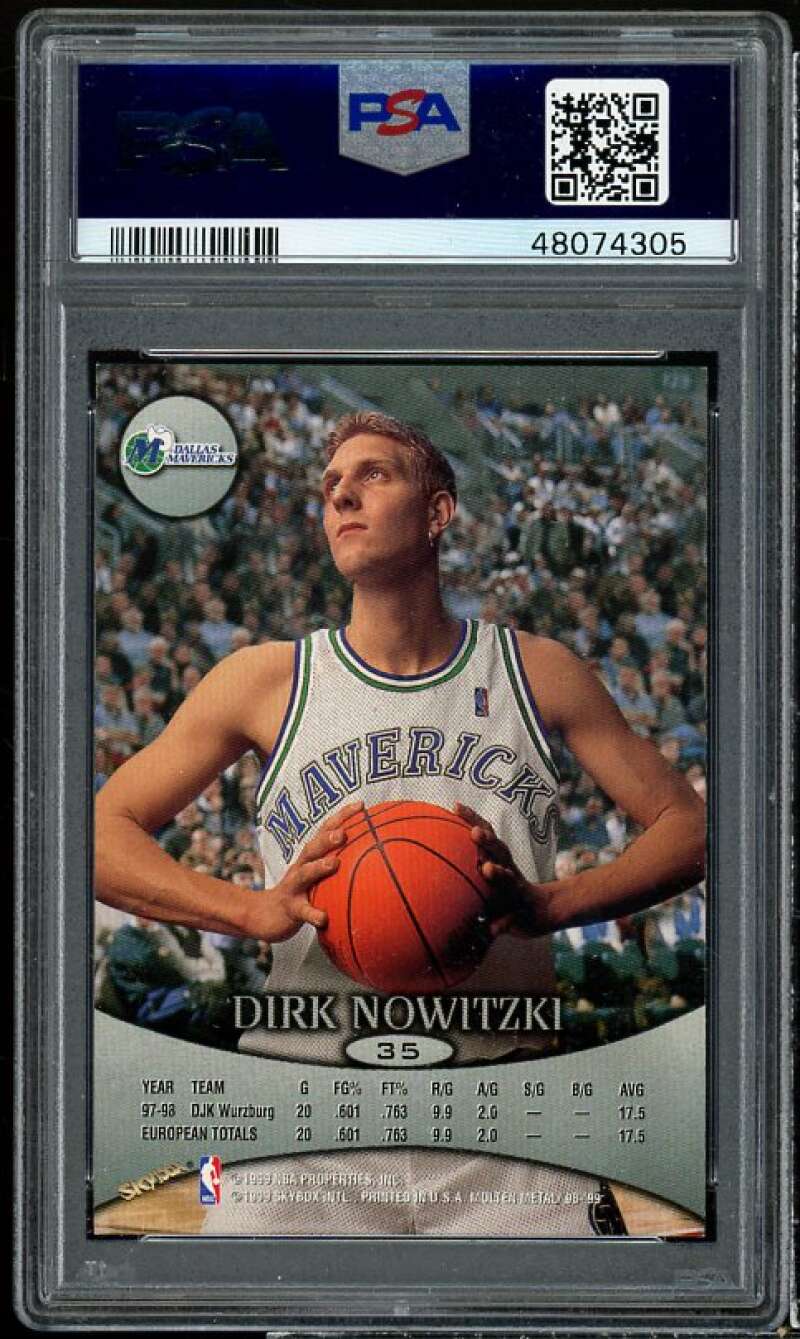 Dirk Nowitzki Rookie Card 1998-99 SkyBox Molten Metal #35 PSA 8 Image 2