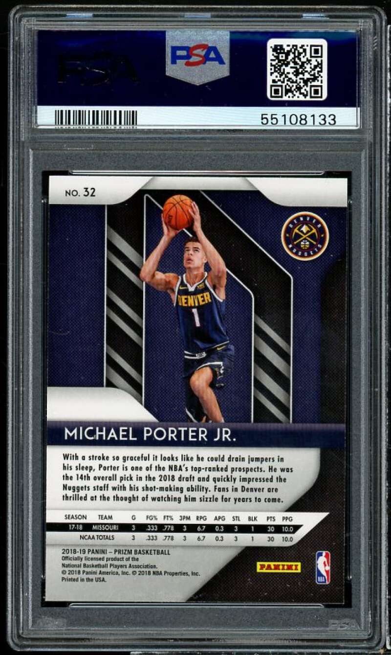 Michael Porter Jr. Rookie Card 2018-19 Panini Prizm #32 PSA 9 Image 2