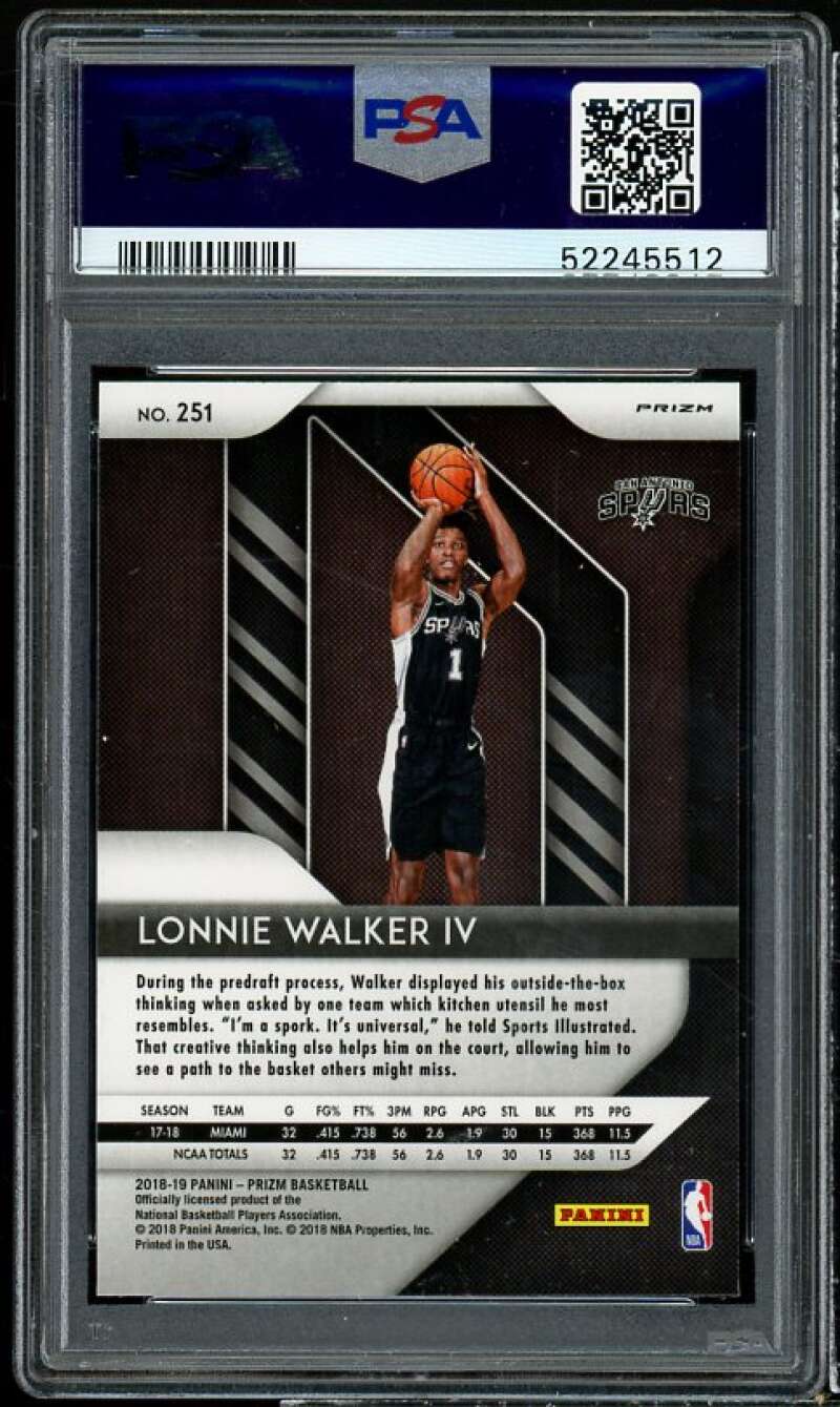 Lonnie Walker IV Rookie Card 2018-19 Panini Prizm #251 PSA 9 Image 2