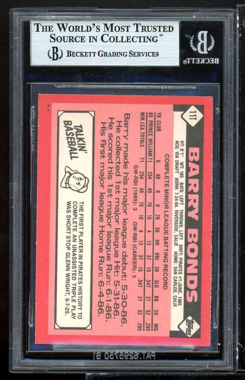 Barry Bonds Rookie Card 1986 Topps Traded #11T BGS 8.5 (8 8.5 8.5 9) Image 2