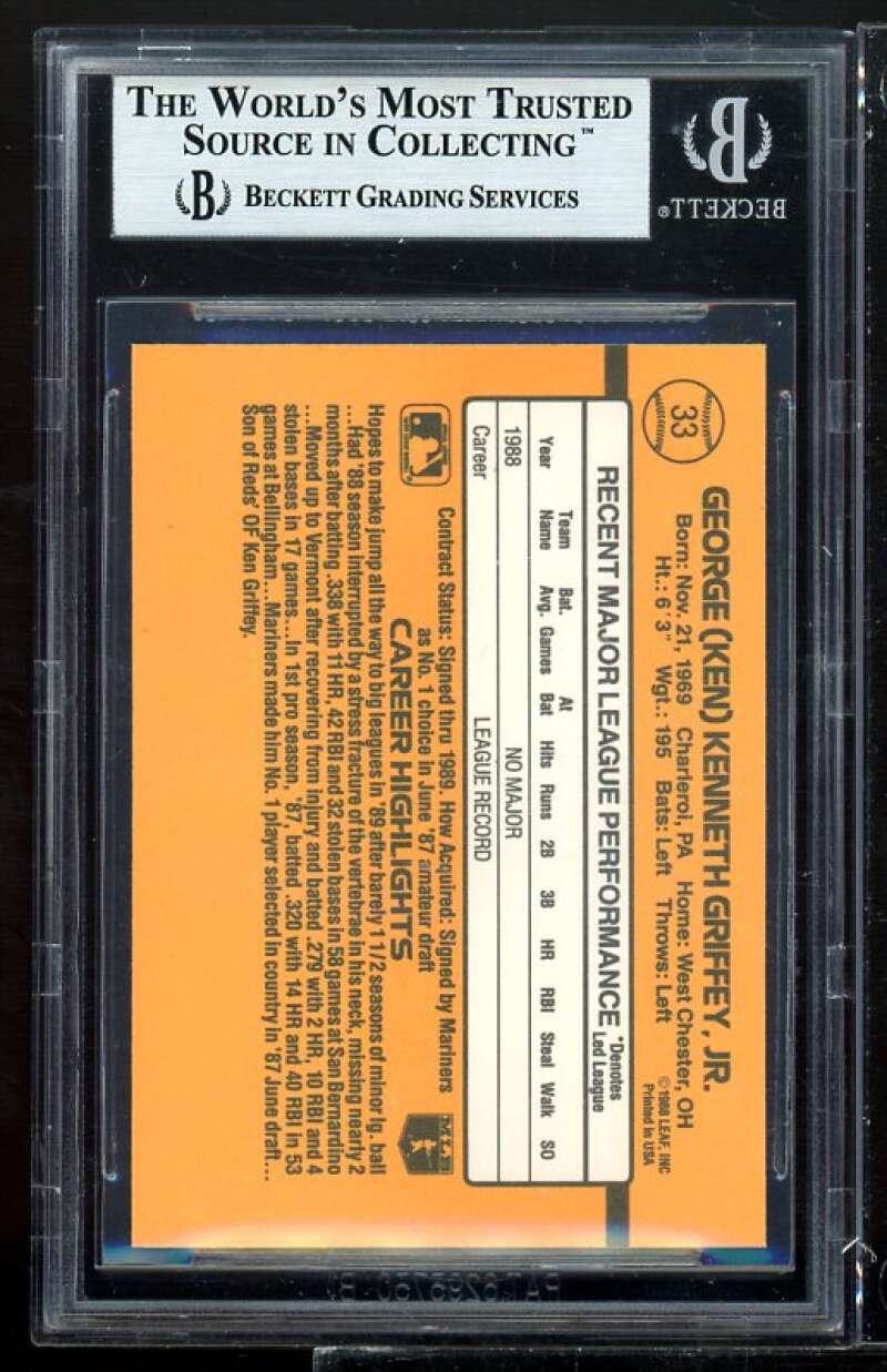 Ken Griffey Jr. Rookie Card 1989 Donruss #33 BGS 8.5 (9 9 9.5 8) Image 2