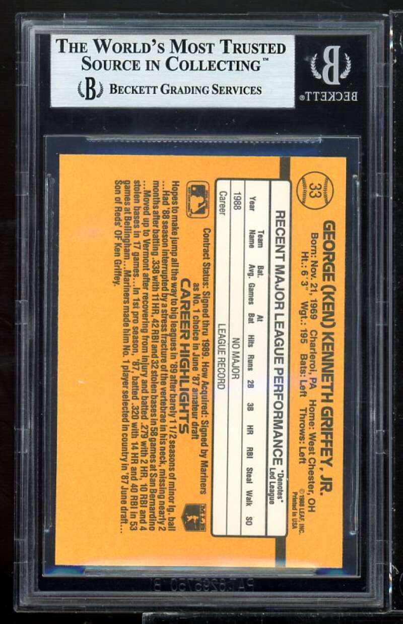 Ken Griffey Jr. Rookie Card 1989 Donruss #33 BGS 8.5 (8.5 9 9.5 8.5) Image 2