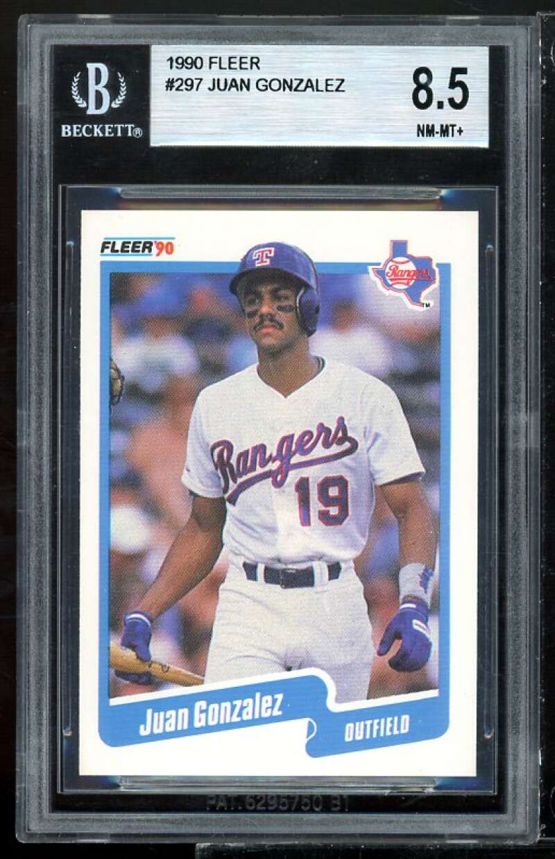 Juan Gonzalez Rookie Card 1990 Fleer #297 BGS 8.5 (8 8.5 9 9) Image 1