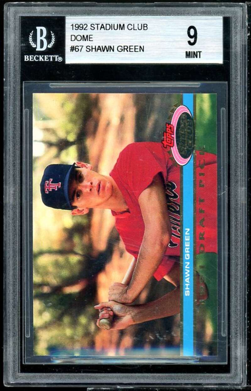 Shawn Green Rookie Card 1992 Stadium Club Dome #67 BGS 9 (10 9 8.5 9) Image 1