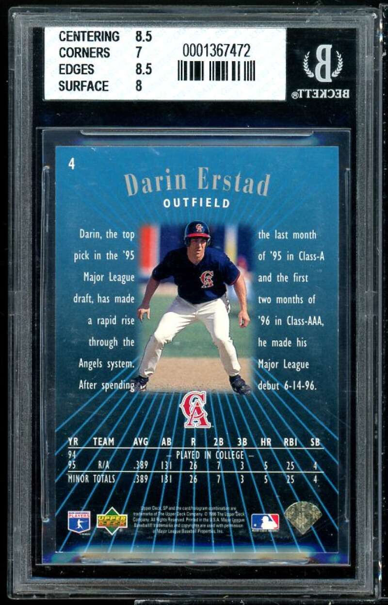 Darin Erstad Rookie Card 1995 SP #4 BGS 7.5 (8.5 7 8.5 8) Image 2