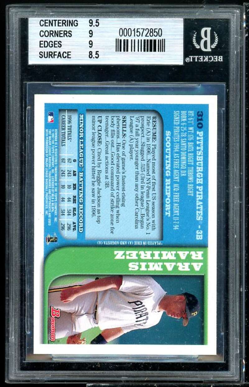 Aramis Ramirez Rookie Card 1997 Bowman #310 BGS 9 (9.5 9 9 8.5) Image 2