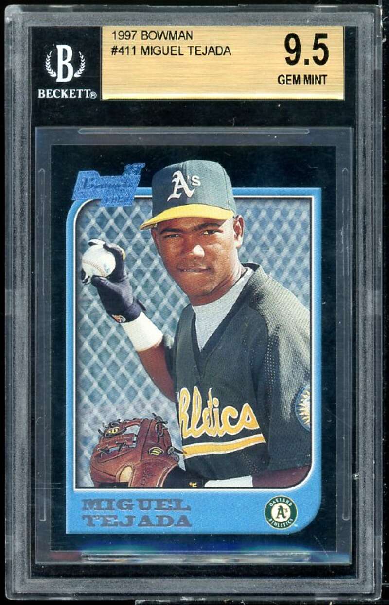 Miguel Tejada Rookie Card 1997 Bowman #411 BGS 9.5 (9.5 9.5 9 9.5) Image 1