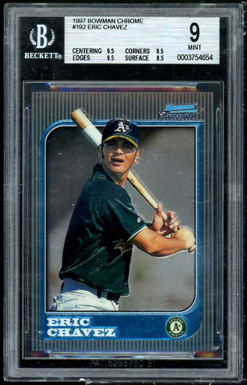 Eric Chavez Rookie Card 1997 Bowman Bowman Chrome #192 BGS 9 (9.5 9.5 9.5 8.5) Image 1