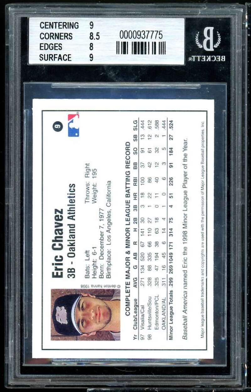 Eric Chavez Rookie 1998 Arizona Fall League Prospects #9 BGS 8.5 (9 8.5 8 9) Image 2