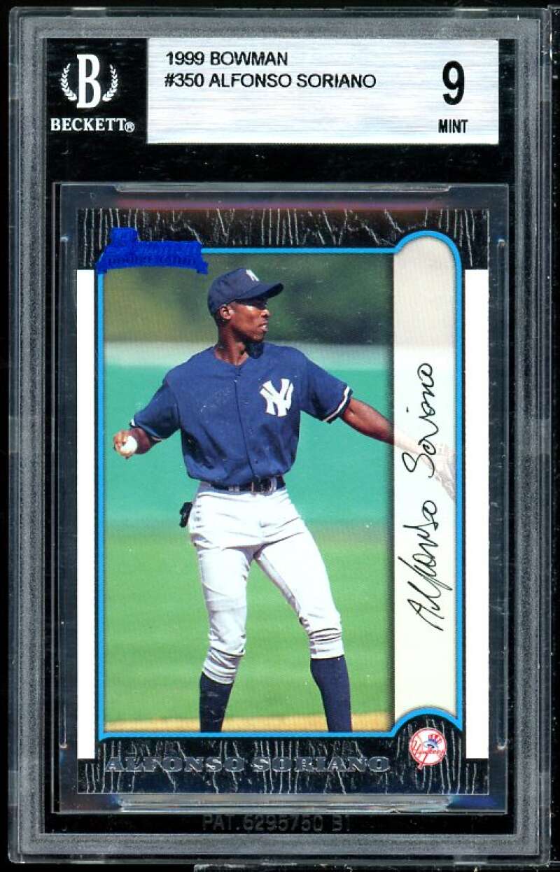 Alfonso Soriano Rookie Card 1999 Bowman #350 BGS 9 (8.5 9 9 9) Image 1