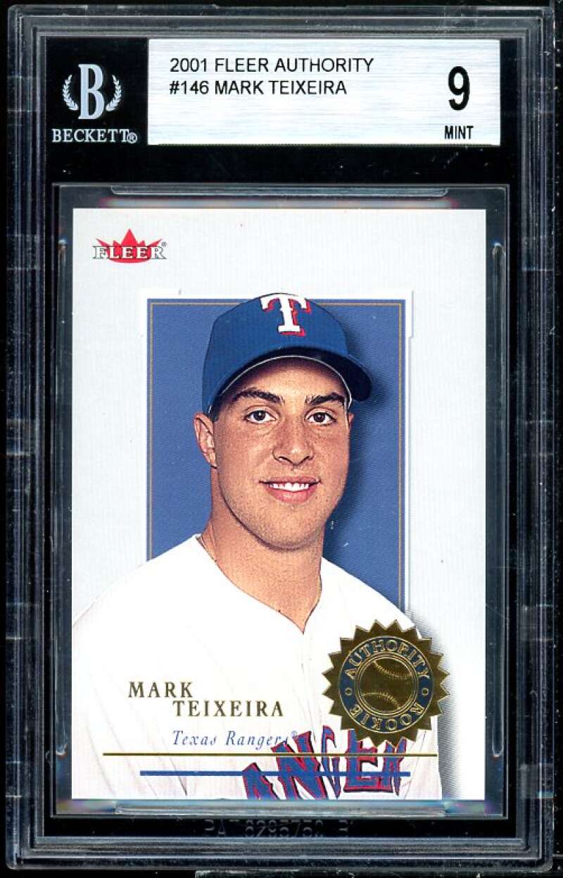 Mark Teixeira Rookie Card 2001 Fleer Authority #146 BGS 9 (9.5 9 9 9) Image 1