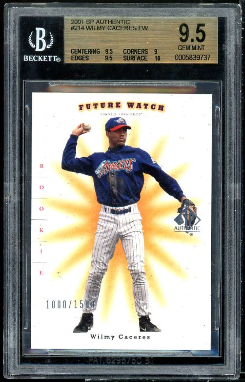 Wilmy Caceres Rookie Card 2001 SP Authentic #214 BGS 9.5 (9.5 9 9.5 10) Image 1