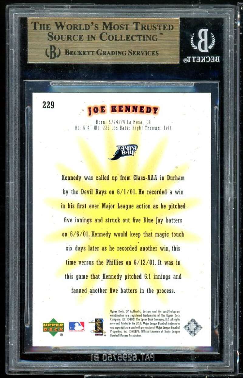 Joe Kennedy Rookie Card 2001 SP Authentic #229 BGS 9 (10 9.5 9.5 9.5) Image 2