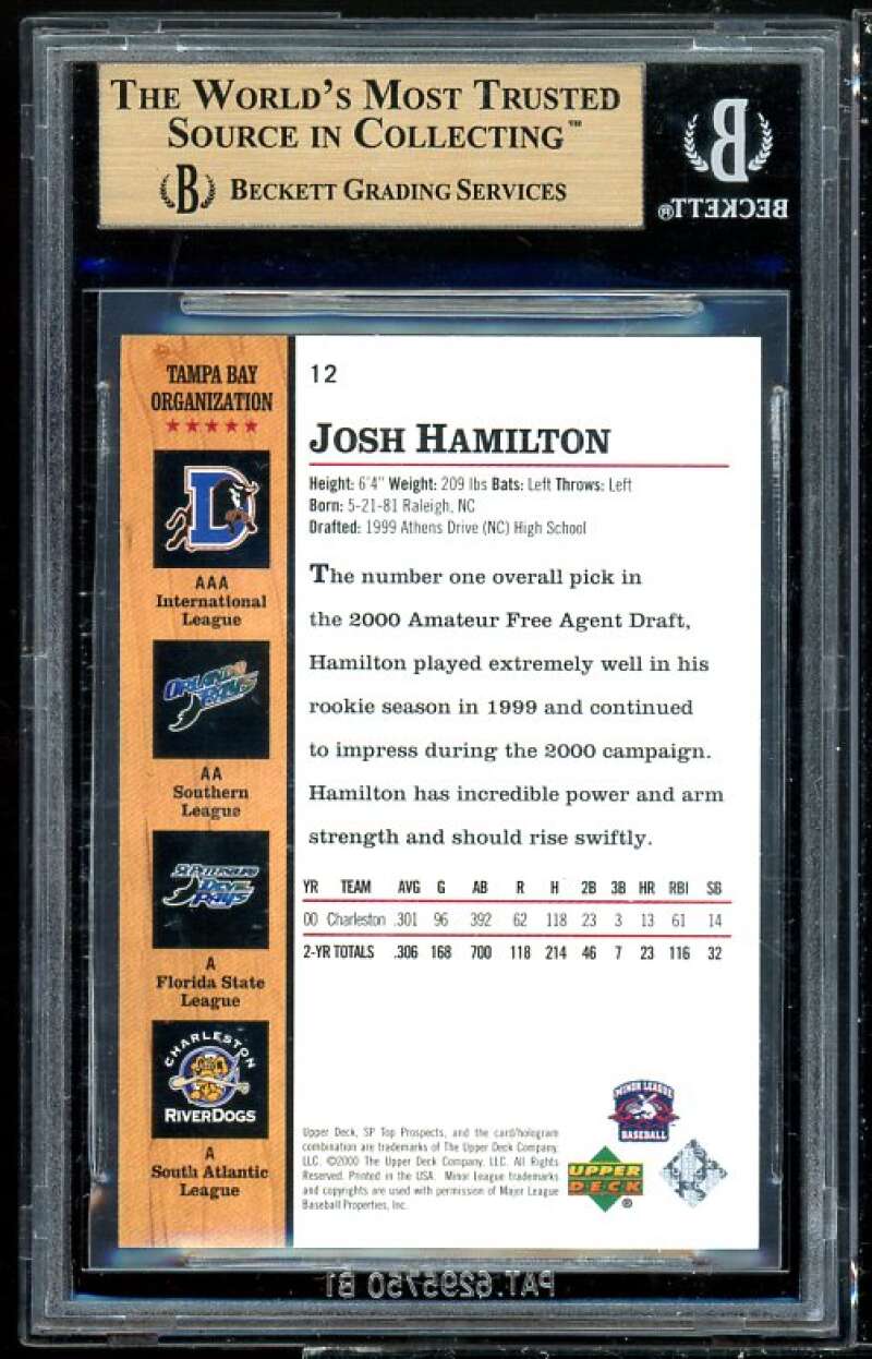 Josh Hamilton 2001 SP Top Prospects #12 Josh Hamilton BGS 9.5 (9.5 9 9.5 9.5) Image 2