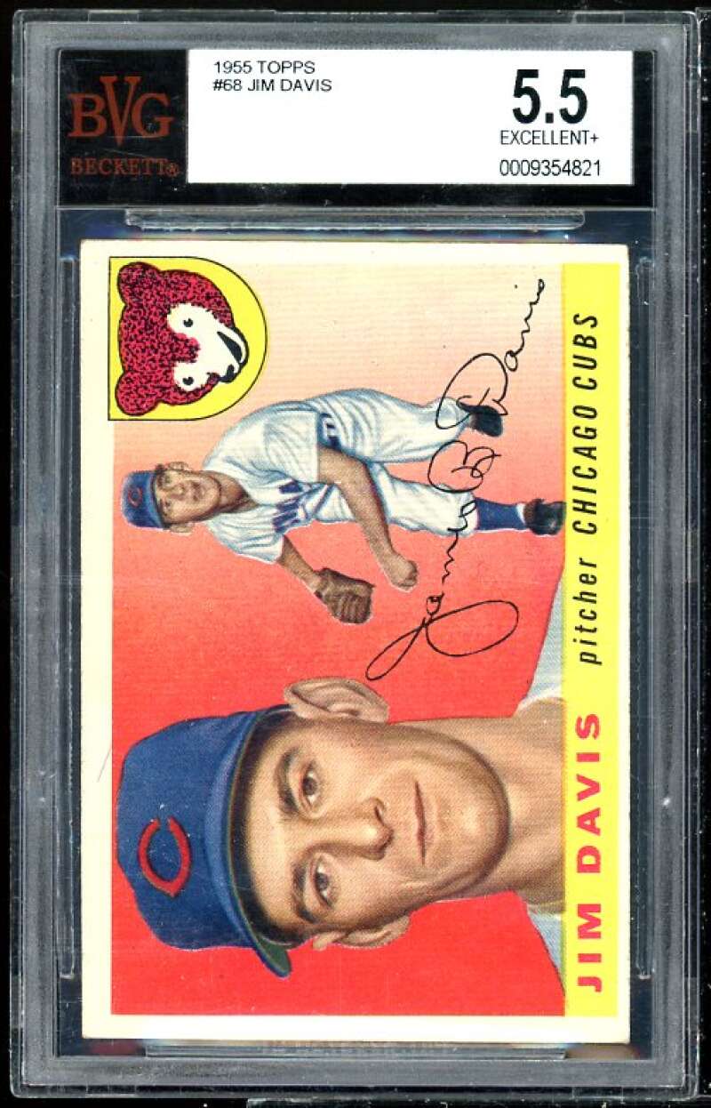 Jim Davis Card 1955 Topps #68 BVG BGS 5.5 (small crack on graded holder) Image 1