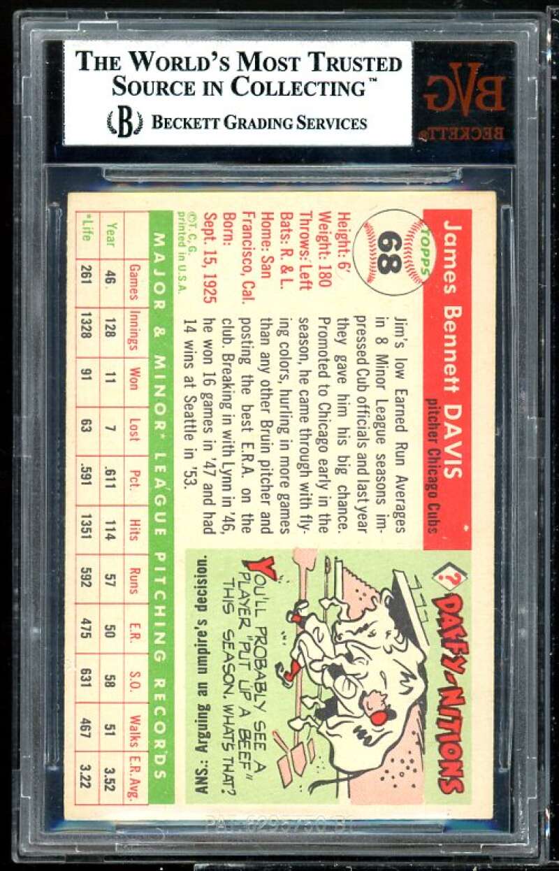 Jim Davis Card 1955 Topps #68 BVG BGS 5.5 (small crack on graded holder) Image 2