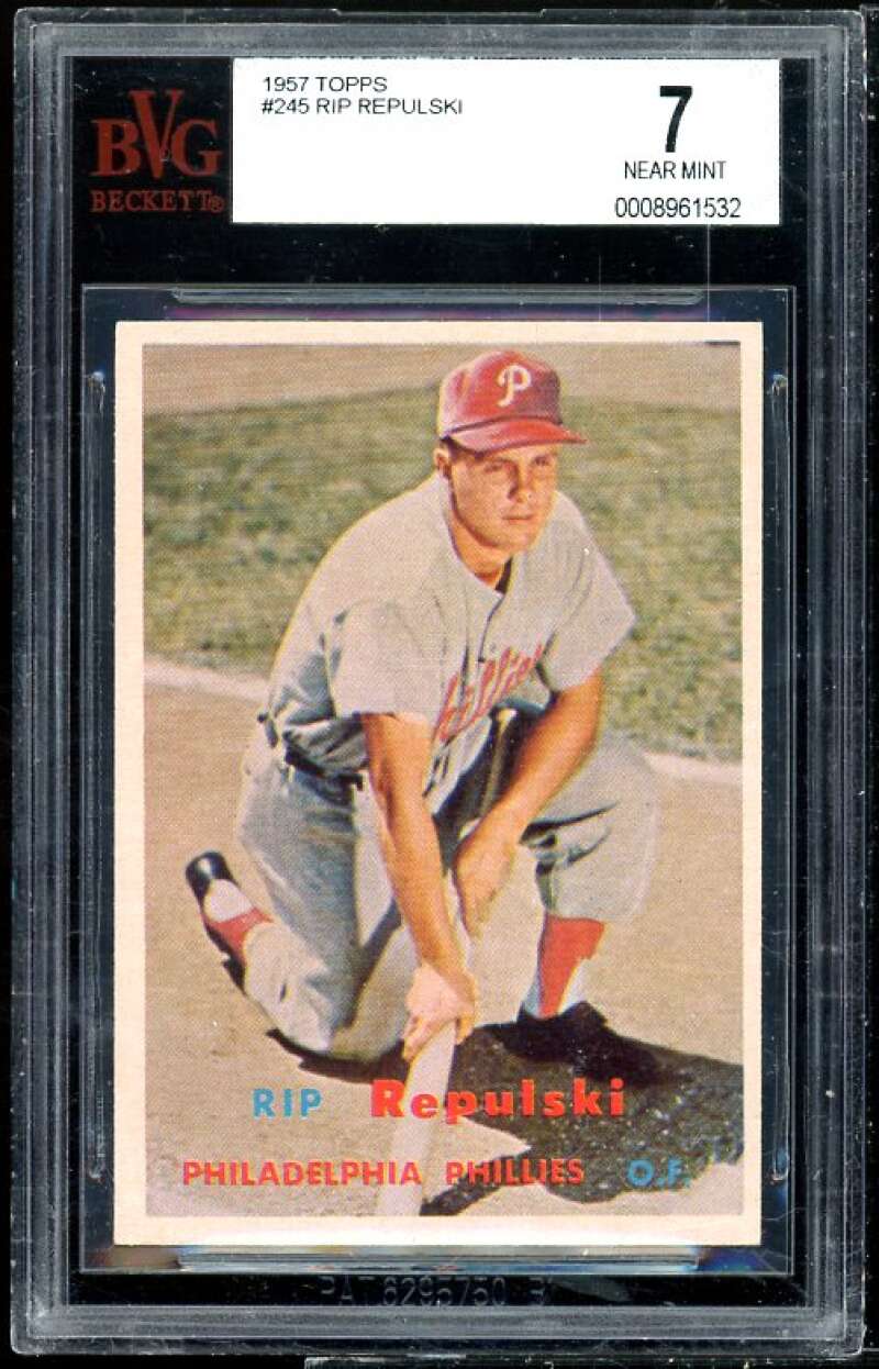 Rip Repulski Card 1957 Topps #245 BVG BGS 7 (small crack on graded holder) Image 1