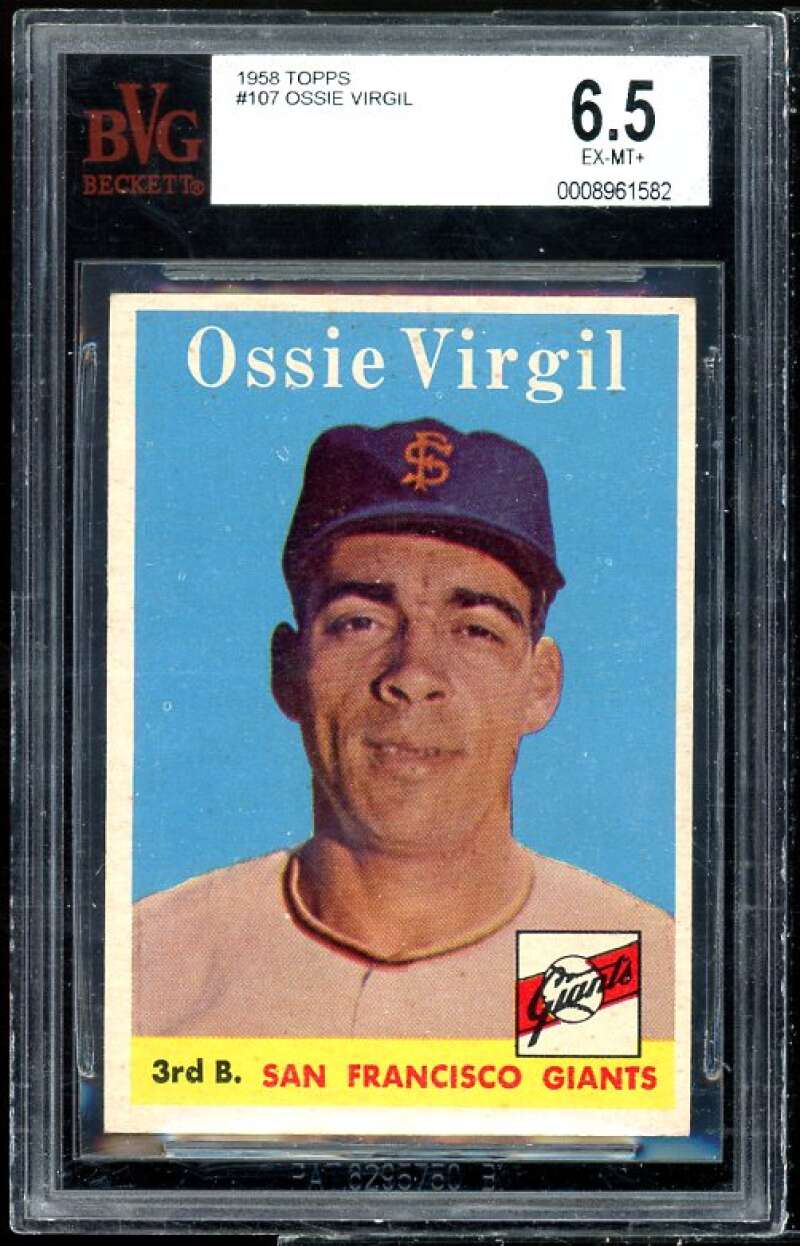 Ossie Virgil Card 1958 Topps #107 BVG BGS 6.5 Image 1