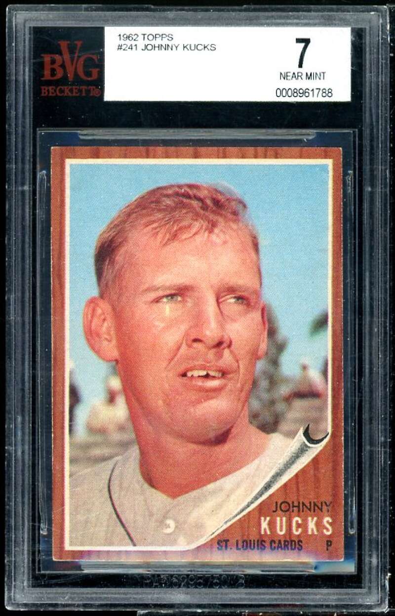 Johnny Kucks Card 1962 Topps #241 BVG BGS 7 Image 1