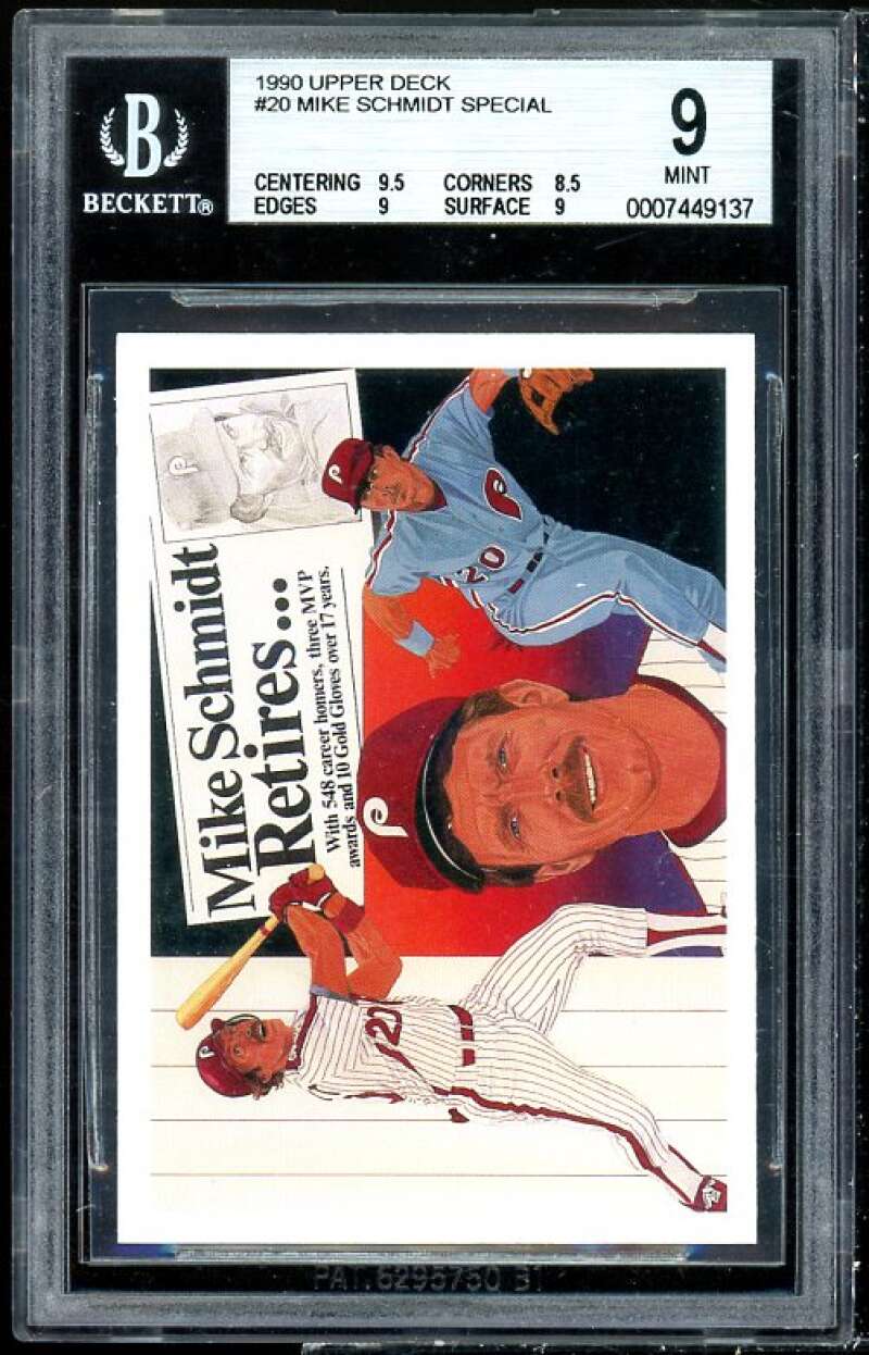 Mike Schmidt Card 1990 Upper Deck #20 BGS 9 (9.5 8.5 9 9) Image 1