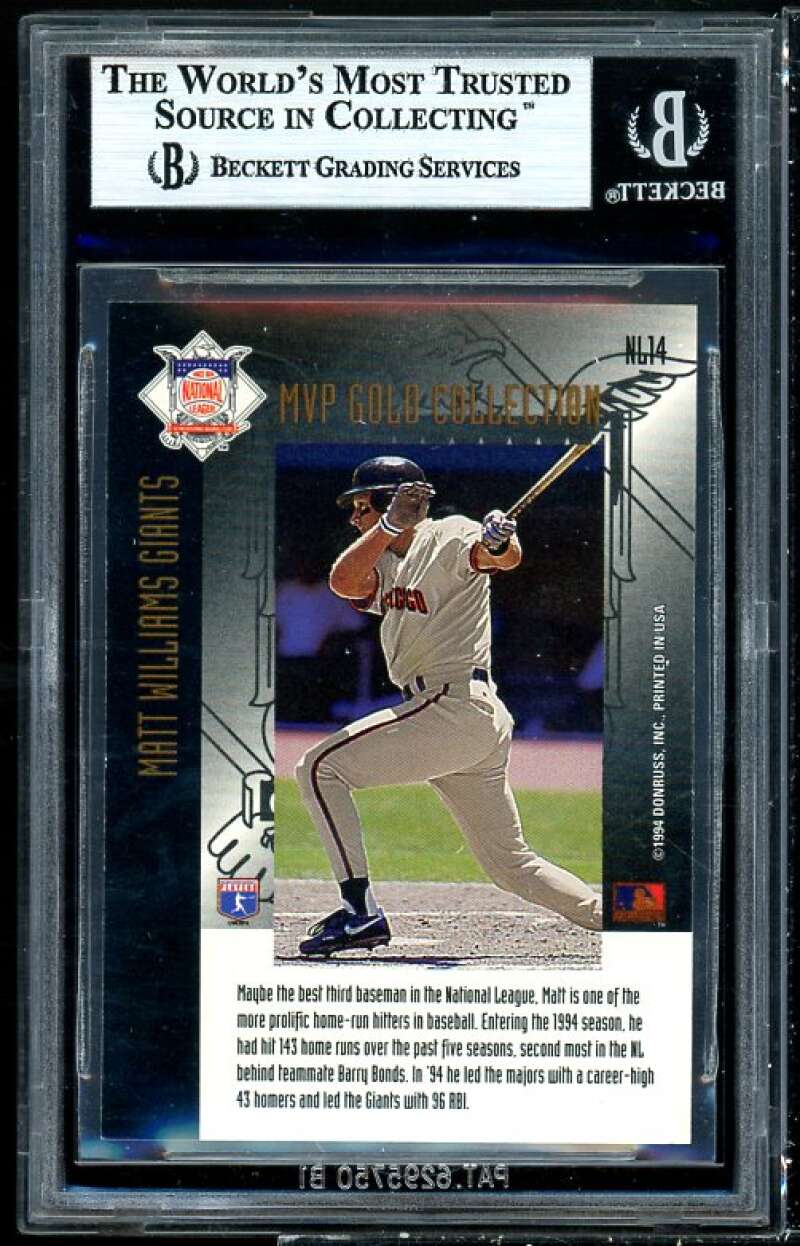 Matt Williams Card 1994 Leaf MVP Contenders Gold#N14 BGS 9 (9.5 9 9 9.5) Image 2