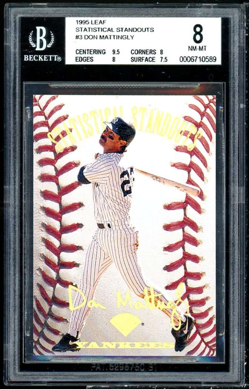 Don Mattingly Card 1995 Leaf Statistical Standouts #3 BGS 8 (9.5 8 8 7.5) Image 1