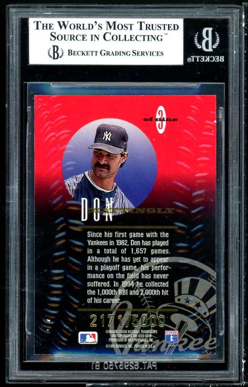 Don Mattingly Card 1995 Leaf Statistical Standouts #3 BGS 8 (9.5 8 8 7.5) Image 2