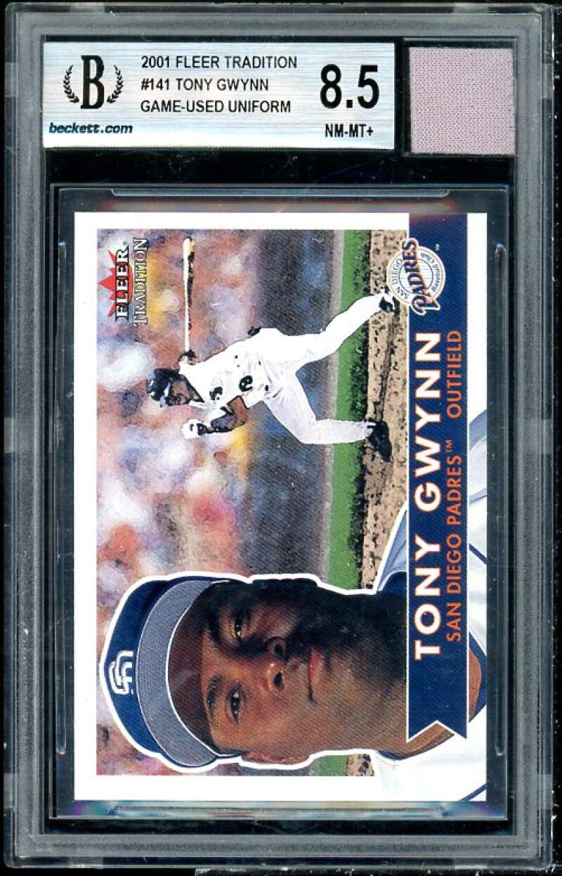 Tony Gwynn Card 2001 Fleer Tradition Game Used #141 BGS 8.5 (8 9 9 9) Image 1