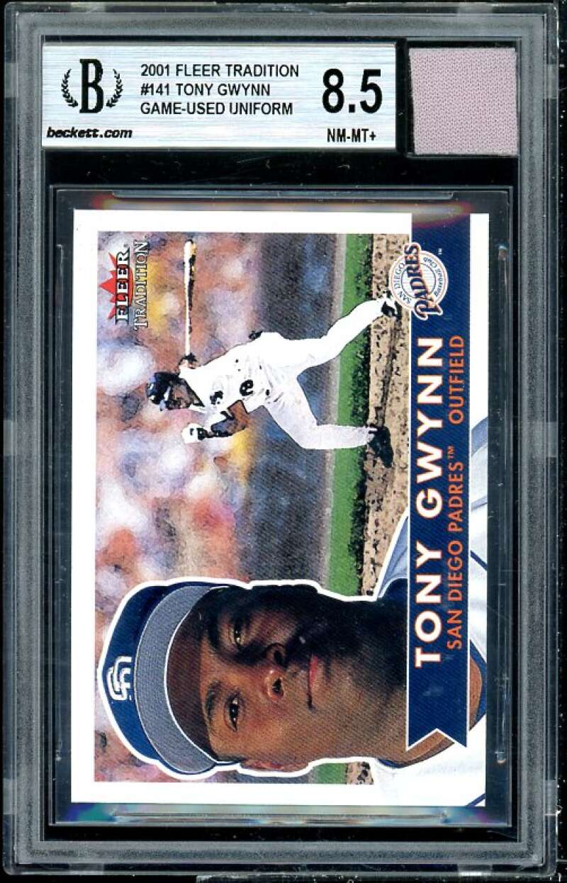 Tony Gwynn Card 2001 Fleer Tradition Game Used #141 BGS 8.5 (8.5 9 9 8.5) Image 1