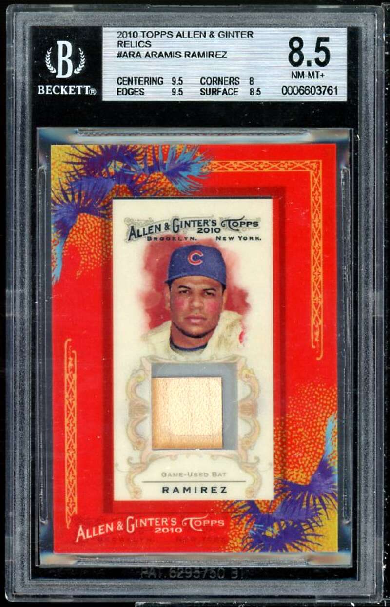 Aramis Ramirez Card 2010 Topps Allen Ginter Relics #ARA BGS 8.5 (9.5 8 9.5 8.5) Image 1