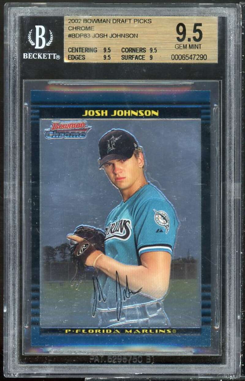 Josh Johnson Rookie 2002 Bowman Draft Picks Chrome #83 BGS 9.5 (9.5 9.5 9.5 9) Image 1