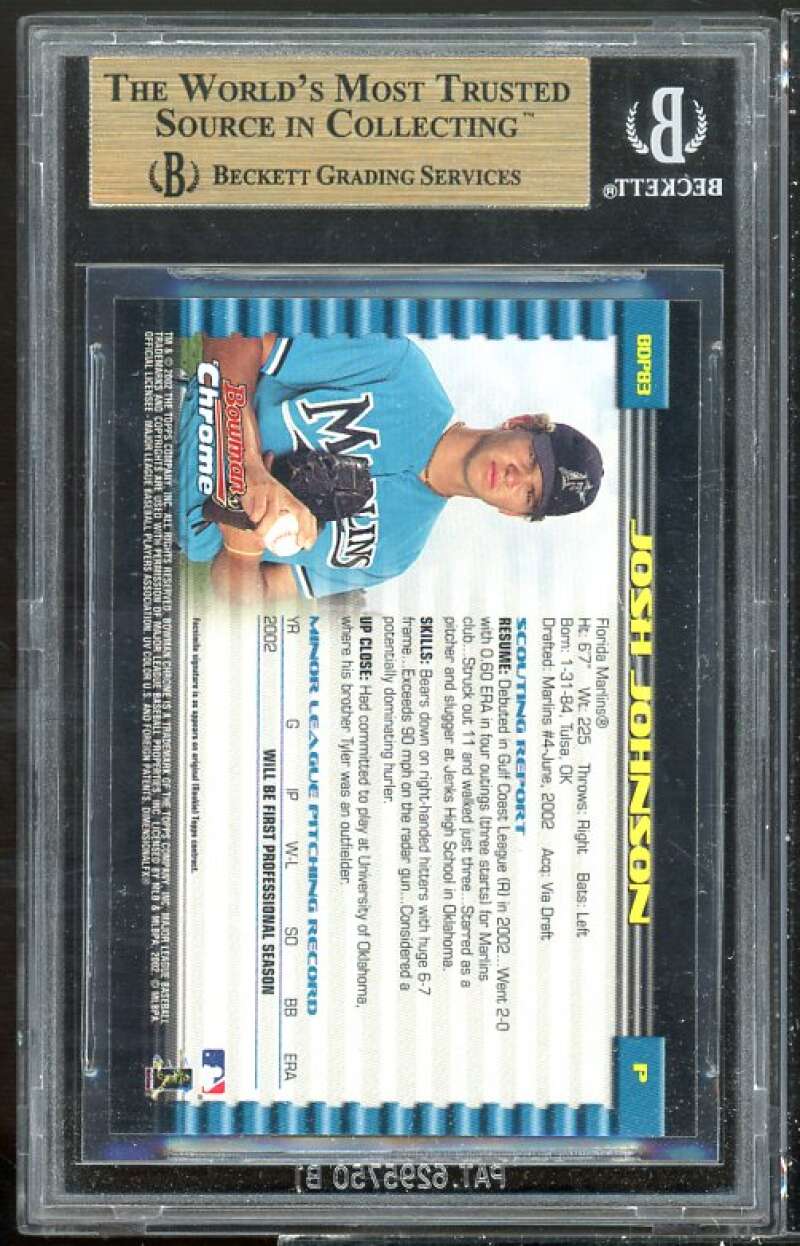 Josh Johnson Rookie 2002 Bowman Draft Picks Chrome #83 BGS 9.5 (9.5 9.5 9.5 9) Image 2