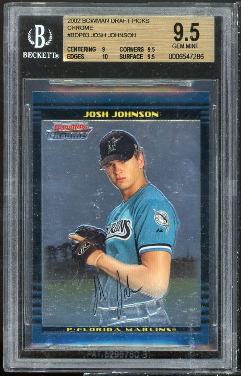 Josh Johnson Rookie 2002 Bowman Draft Picks Chrome #83 BGS 9.5 (9 9.5 10 9.5) Image 1