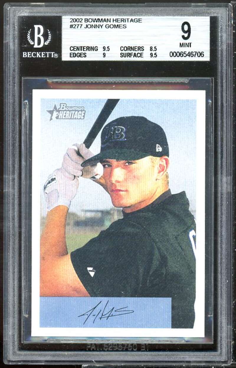 Jonny Gomes Rookie Card 2002 Bowman Heritage #277 BGS 9 (9.5 8.5 9 9.5) Image 1