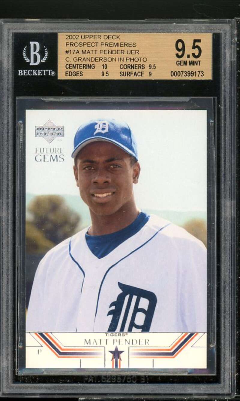 Curtis Anderson Rookie Card 2002 Upper Deck Prospects #17 BGS 9.5 (10 9.5 9.5 9) Image 1