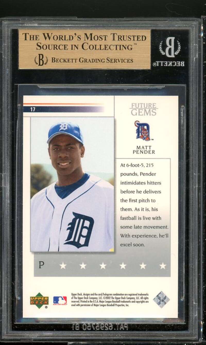 Curtis Anderson Rookie Card 2002 Upper Deck Prospects #17 BGS 9.5 (10 9.5 9.5 9) Image 2