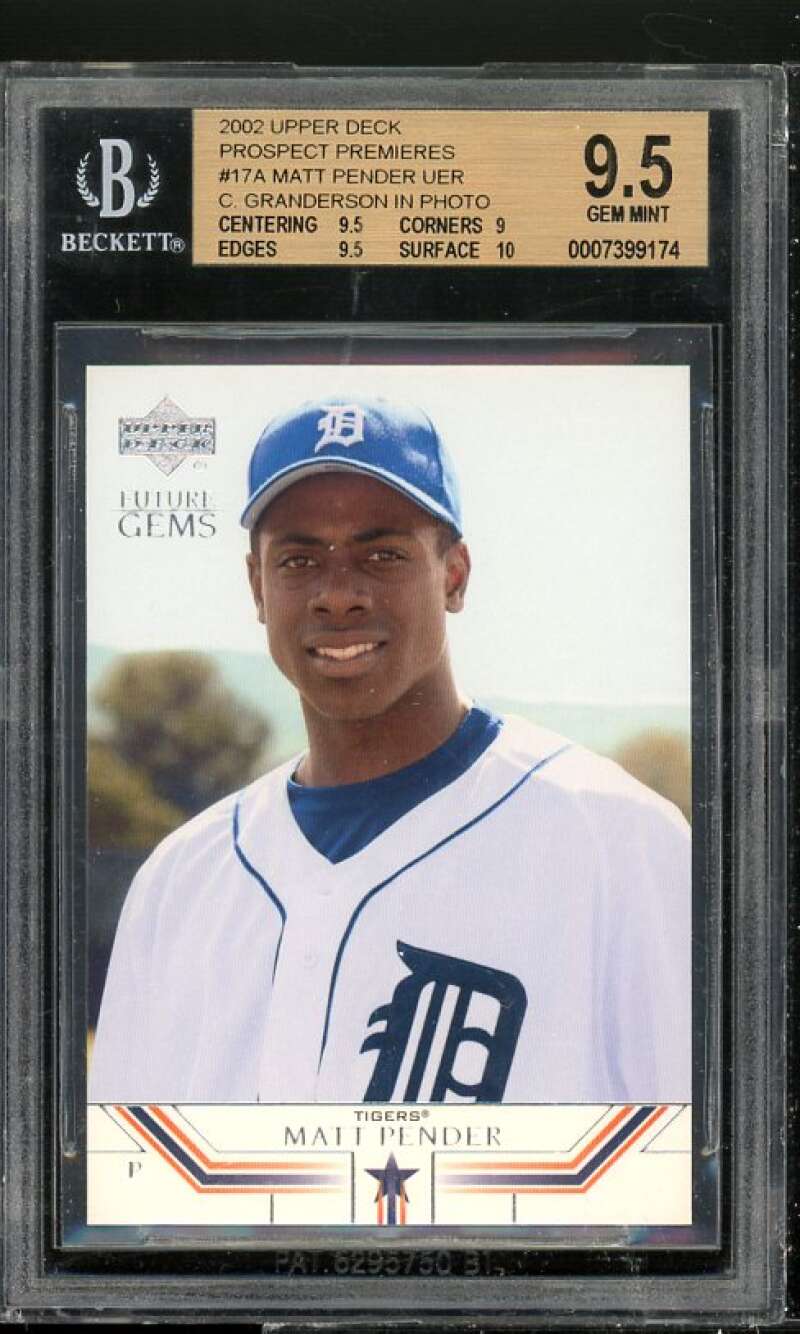 Curtis Anderson Rookie Card 2002 Upper Deck Prospects #17 BGS 9.5 (9.5 9 9.5 10) Image 1