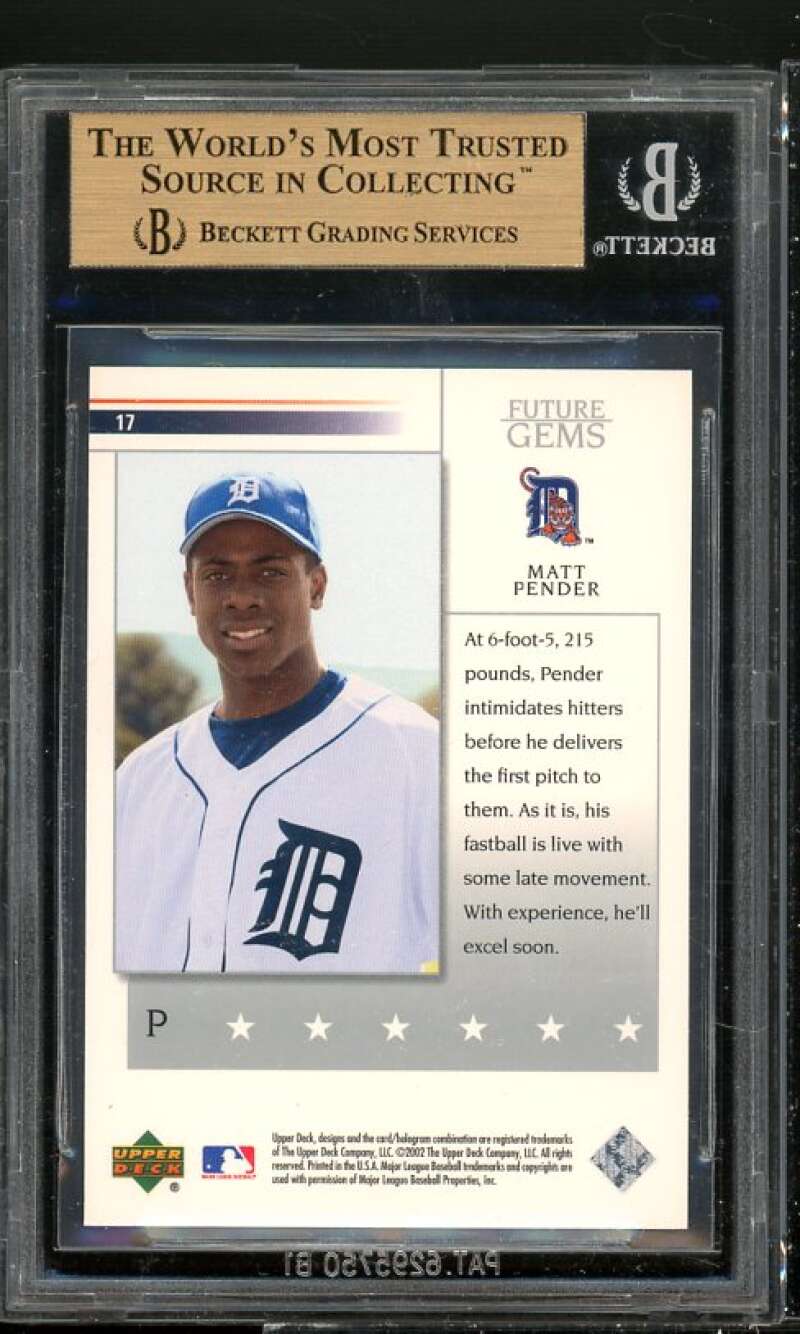 Curtis Anderson Rookie Card 2002 Upper Deck Prospects #17 BGS 9.5 (9.5 9 9.5 10) Image 2