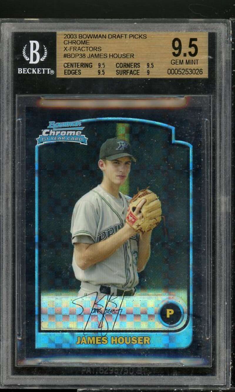 James Houser Rookie Card 2003 Bowman Draft Chrome X-Fractors #BDP38 BGS 9.5 Image 1