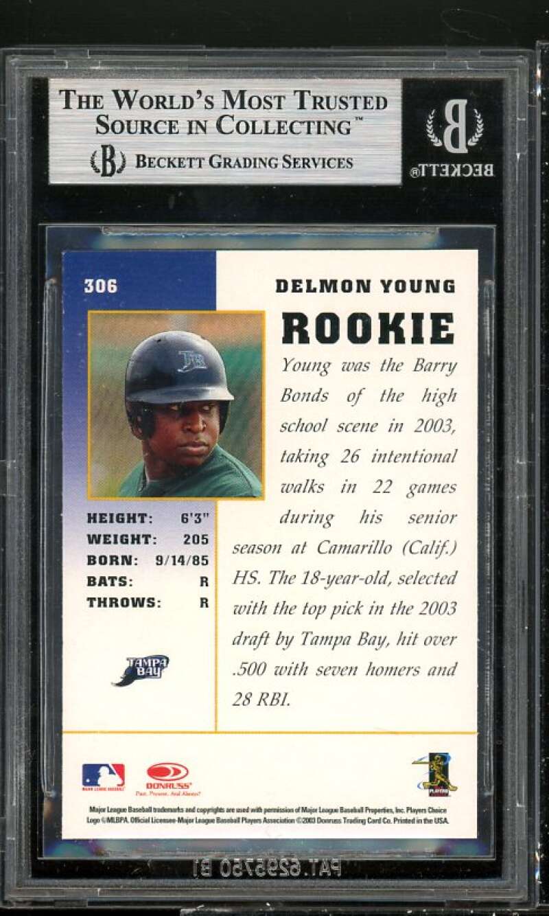 Delmon Young Rookie Card 2003 Donruss Champions #306 BGS 9 (10 8.5 9 9) Image 2