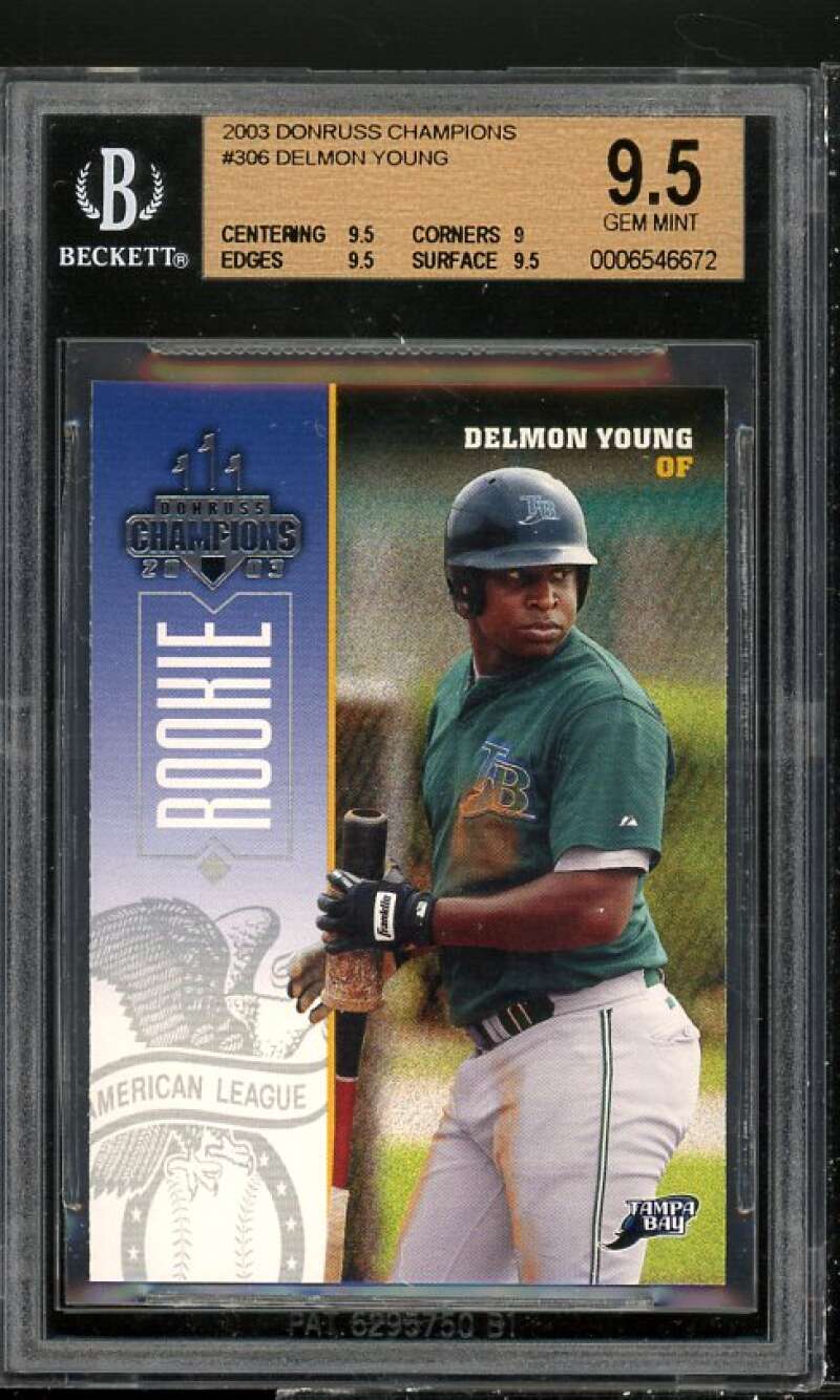 Delmon Young Rookie Card 2003 Donruss Champions #306 BGS 9.5 (9.5 9 9.5 9.5) Image 1